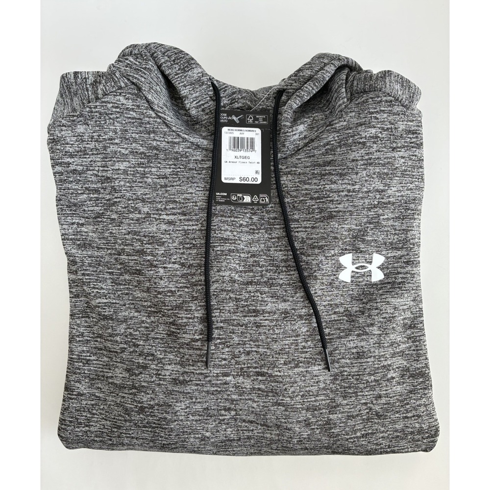 UNDER ARMOUR~ Men's Fleece Twist Hoodie Sweatshirt~ Gray Heather Sz XL / NWT